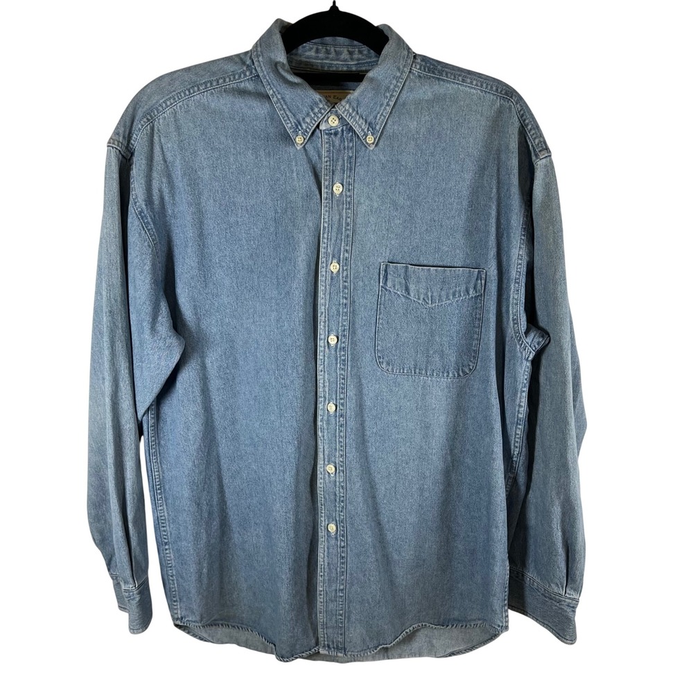 American Eagle Outfitters Mens Denim Button Down Shirt Light Wash Blue Cotton M